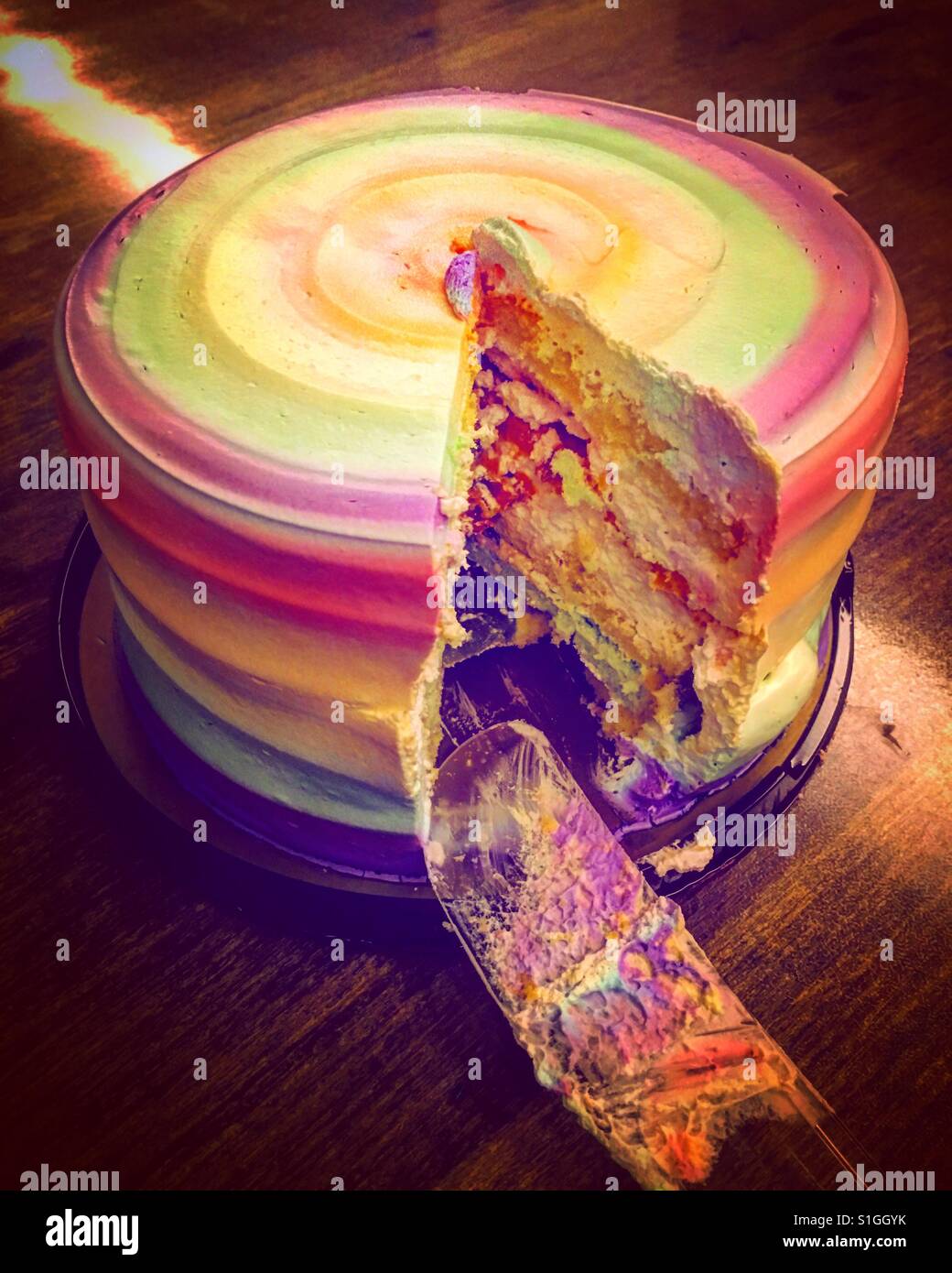 One slice missing in the birthday cake - Smartphone Captured Stock Image