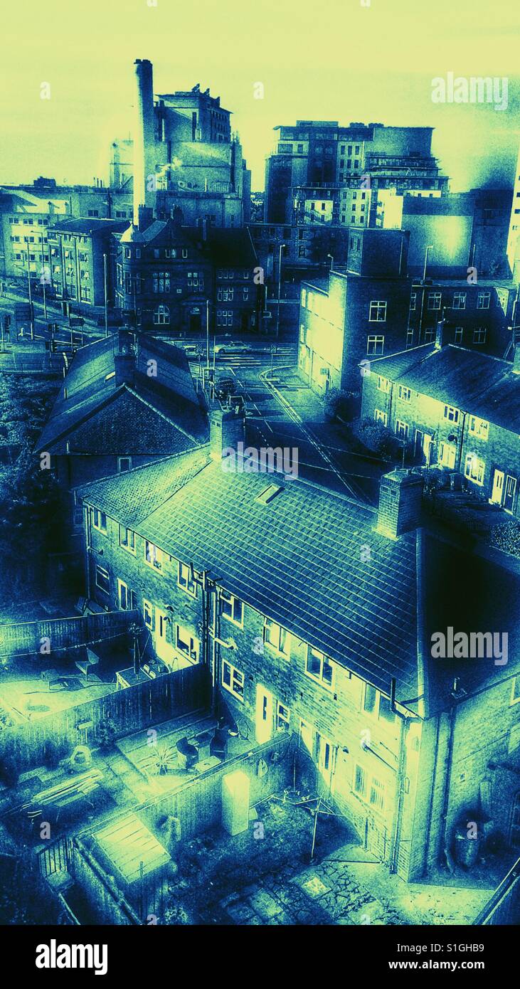Blue urbanscape with chimney - Smartphone Captured Stock Image