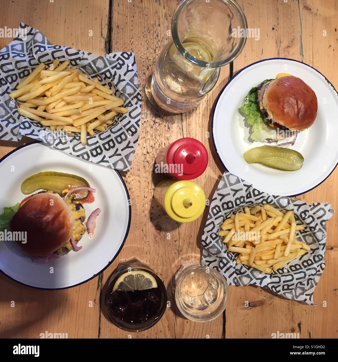 Burgers and chips Stock Photo Alamy
