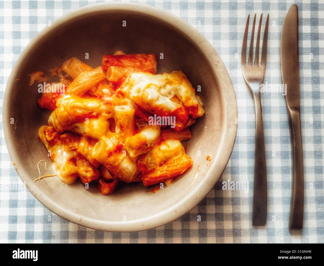Three cheese pasta melt - Smartphone Captured Stock Image