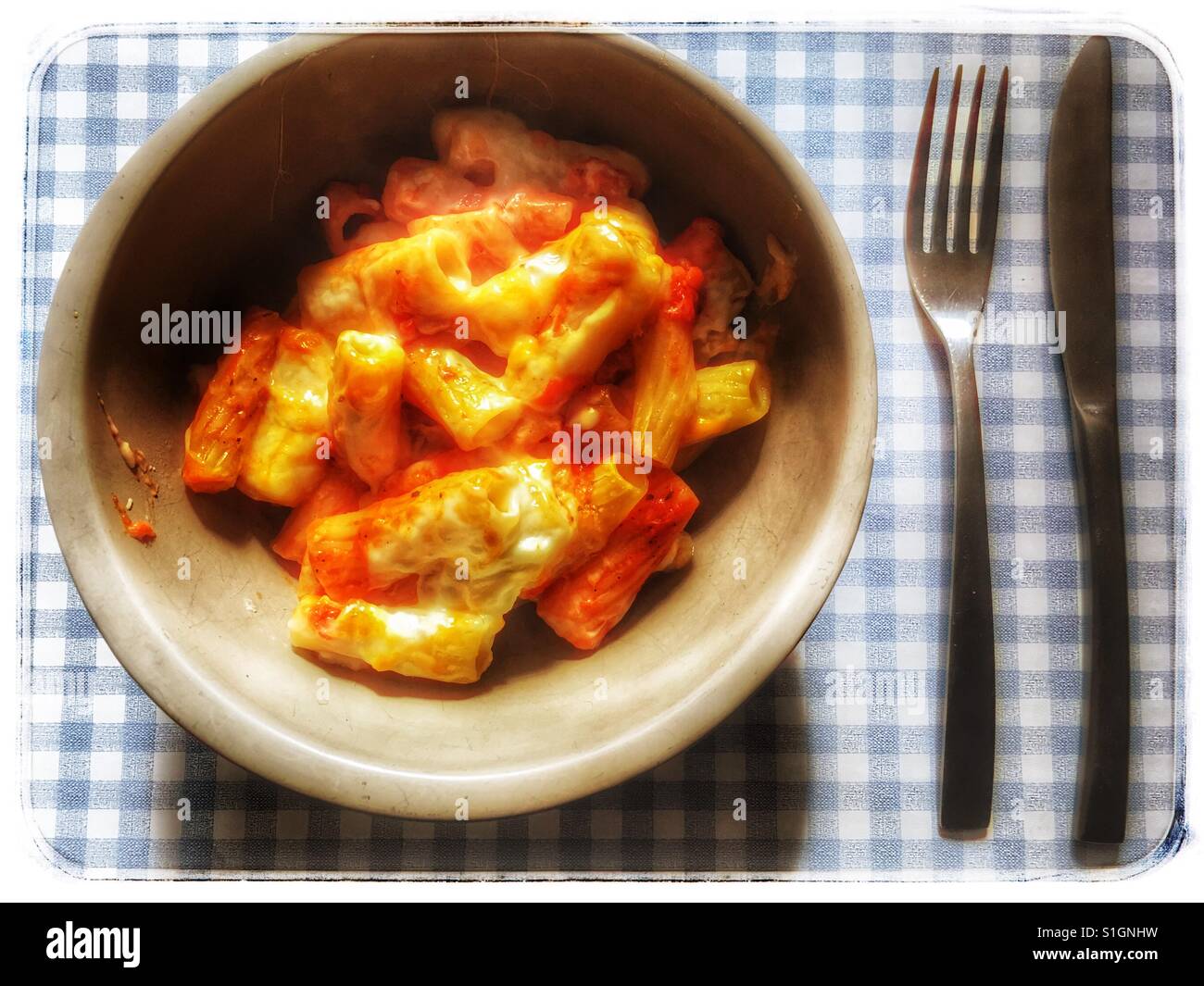 Three cheese pasta melt - Smartphone Captured Stock Image