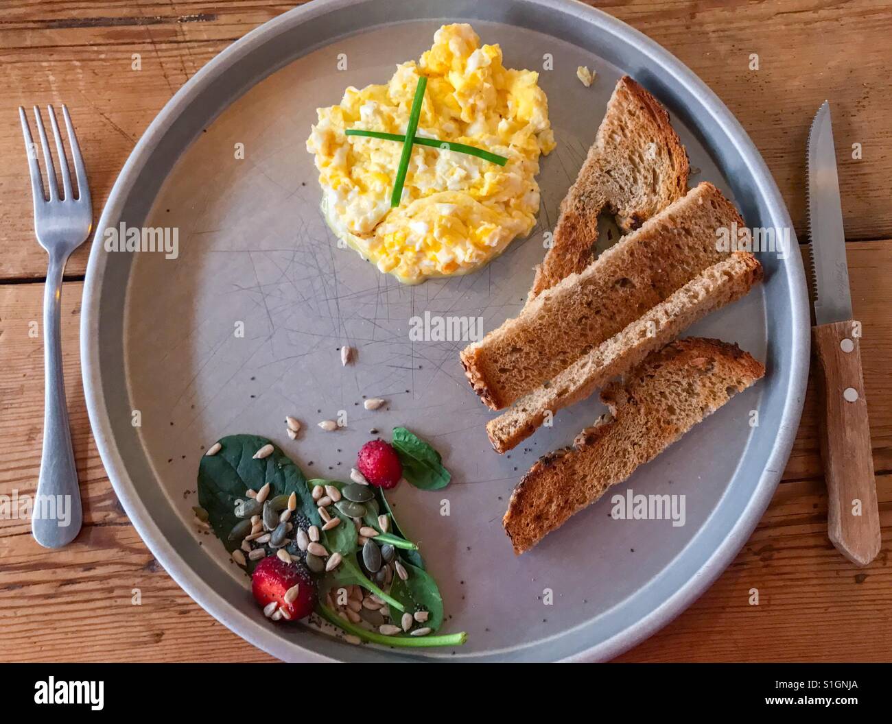 Scrambled eggs in a cafe in Malaga Stock Photo Alamy