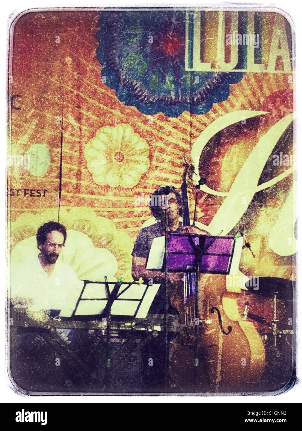 Musicians playing at Dundas West Fest in Toronto. - Smartphone Captured Stock Image
