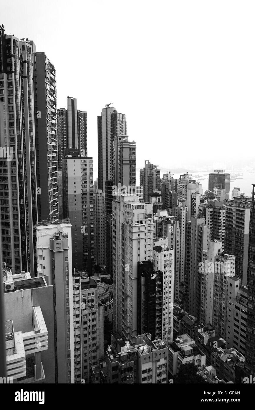 Hong kong high rise buildings Black and White Stock Photos & Images - Alamy