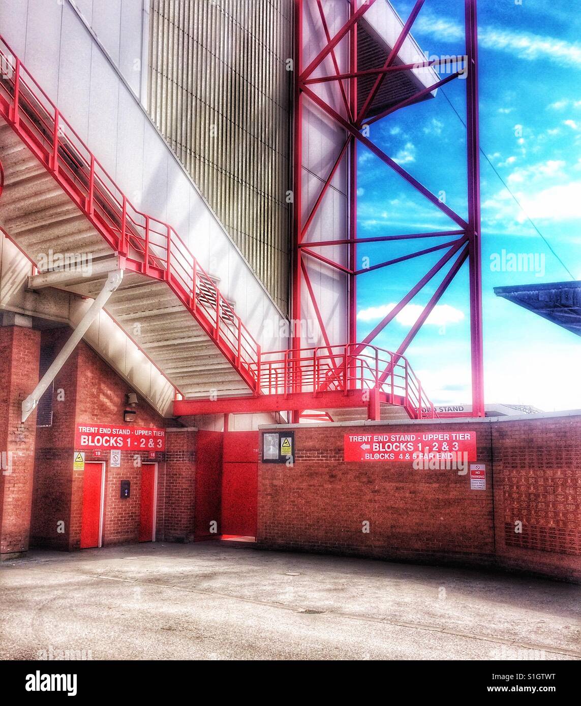 Nottingham Forest Trent End Stand, Nottingham, Nottinghamshire, East Midlands, England - Smartphone Captured Stock Image