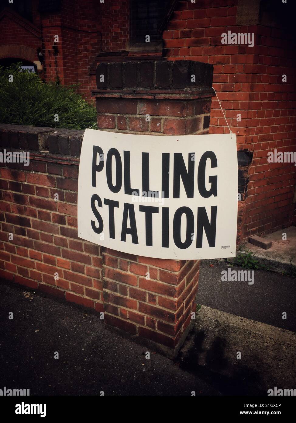 Polling station sign - Smartphone Captured Stock Image