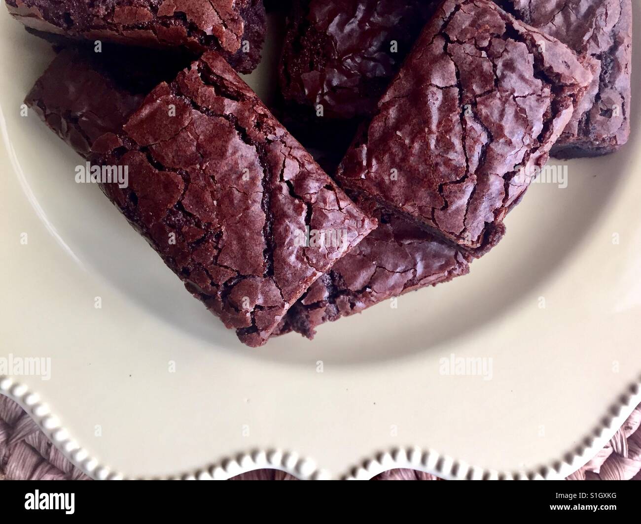Brownies on a yellow plate - Smartphone Captured Stock Image