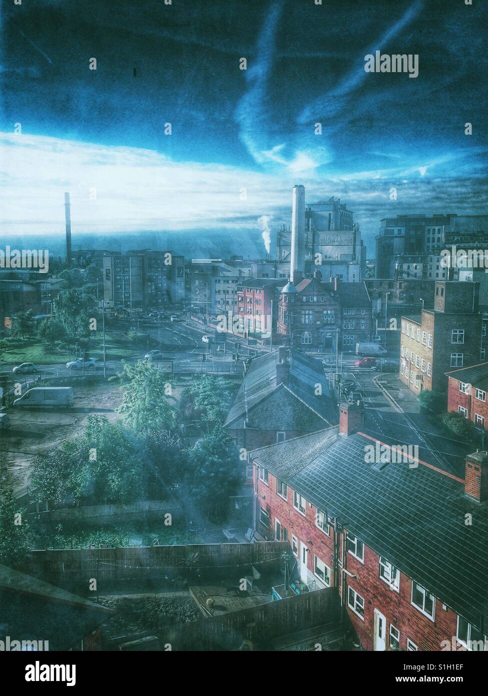 Urban landscape with chimney - Smartphone Captured Stock Image