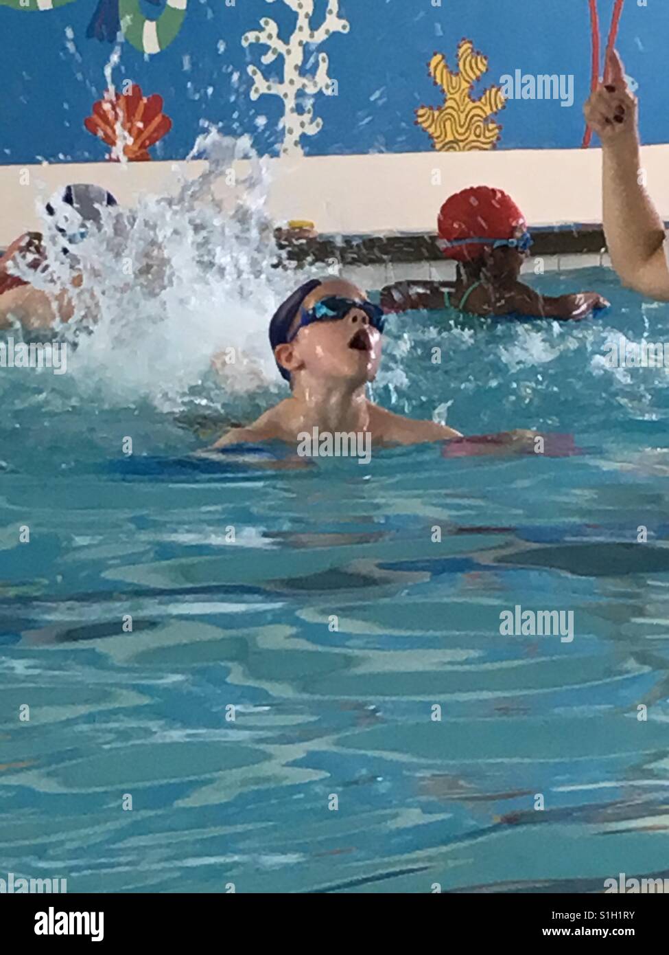 6 year old boy swimming Stock Photo Alamy
