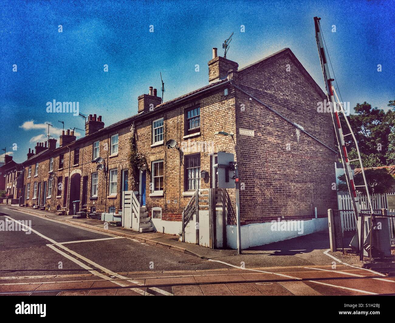 Former railway cottages, Saxmundham, Suffolk, UK. - Smartphone Captured Stock Image