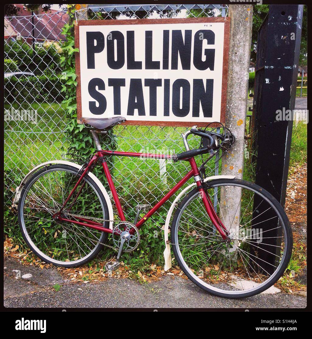 Voting, by bike Stock Photo