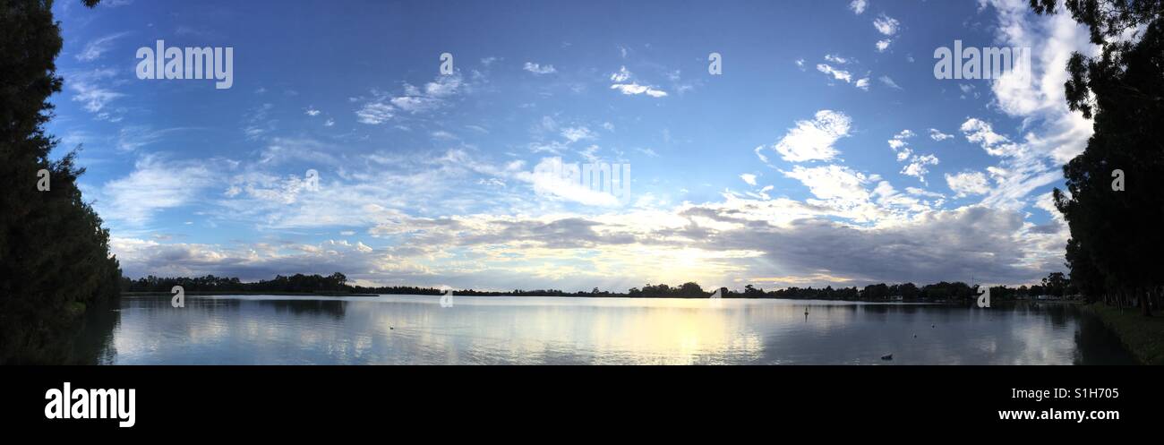 Evening clouds out over the Lake at Boort, Victoria, Australia - Smartphone Captured Stock Image