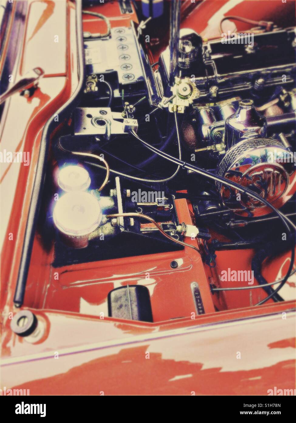 Engine of 1963 Triumph TR4 sports car - Smartphone Captured Stock Image