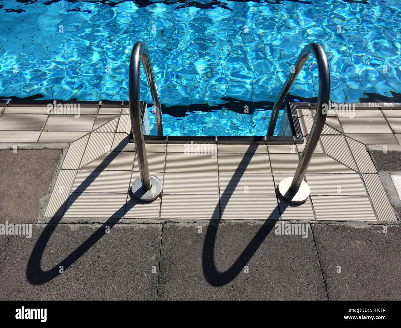 Swimming pool rails at Richmond lido Surrey. - Smartphone Captured Stock Image