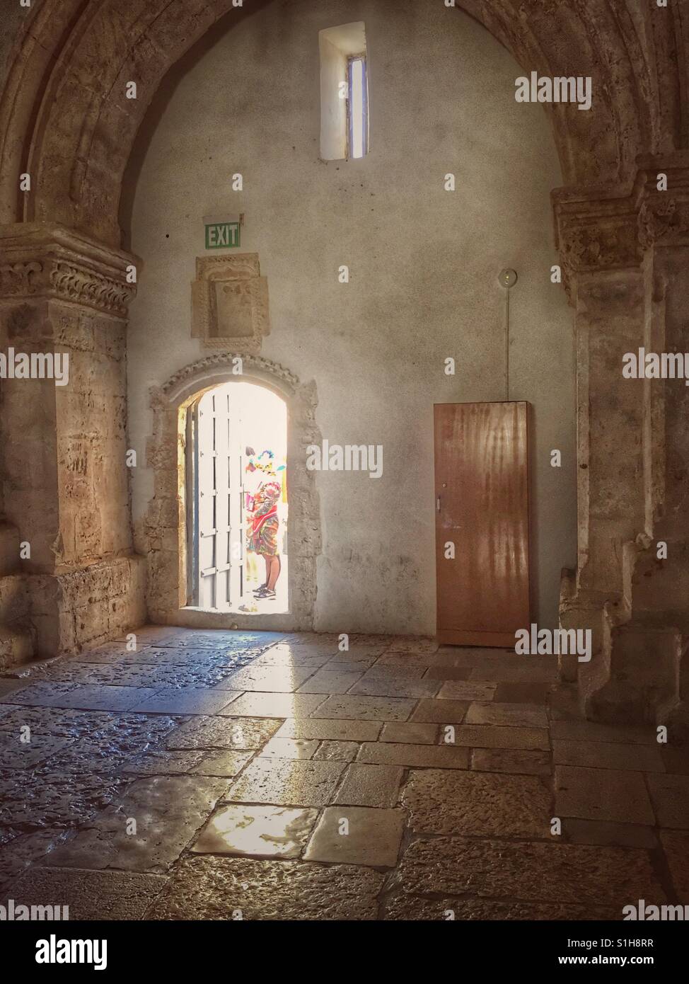 Inside the Upper Room, where Jesus held his Last Supper in Jerusalem. Stock Photo