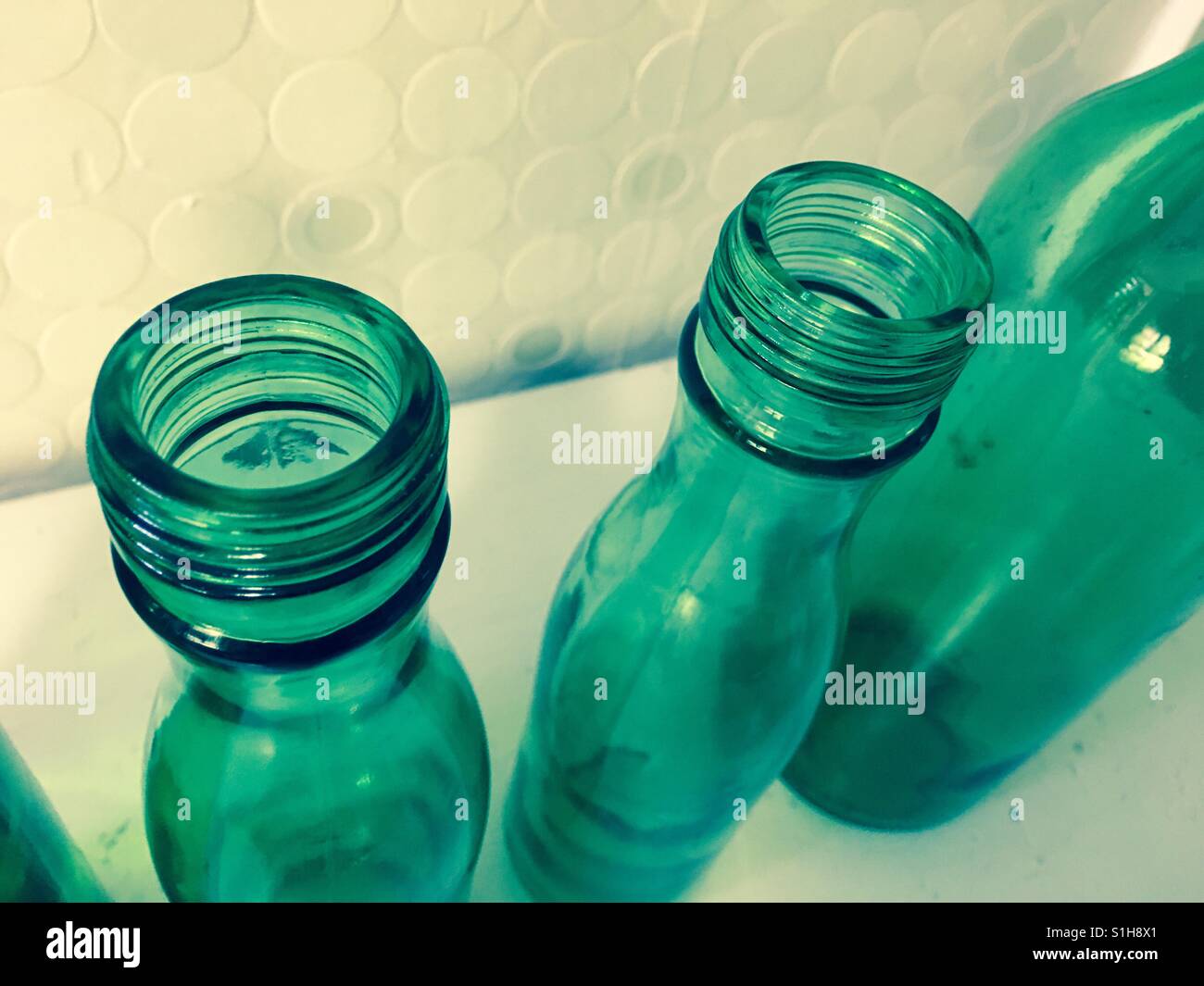 Green bottles - Smartphone Captured Stock Image