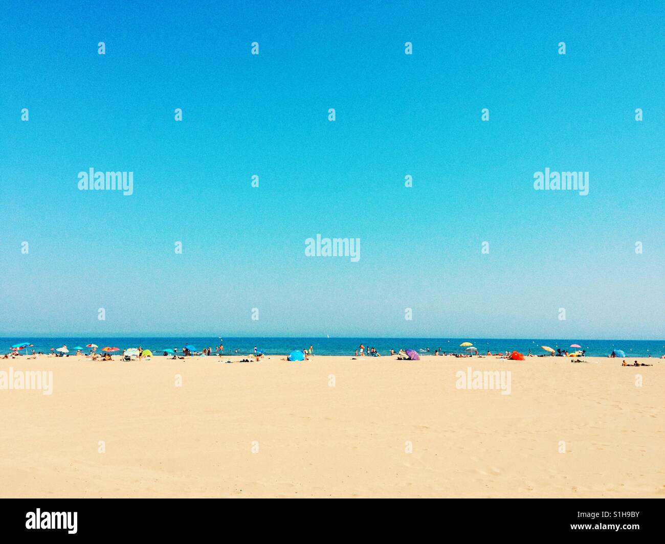 narbonne-plage, Languedoc Rousillon on a hot June day, South East France, Europe Stock Photo