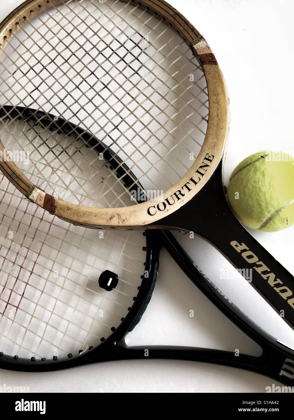 Tennis rackets and ball Stock Photo