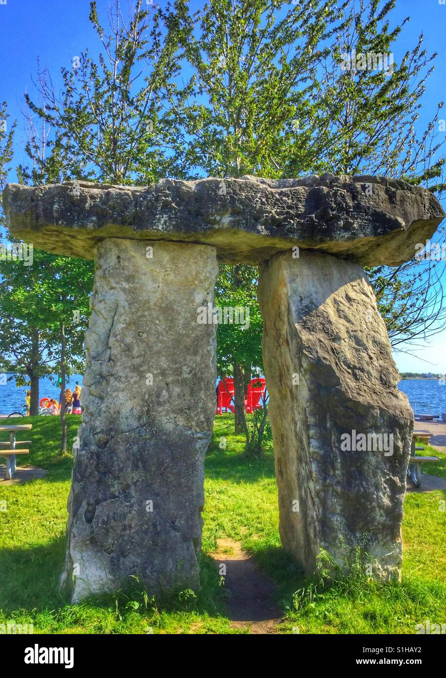 Stone structure at Toronto's waterfront. - Smartphone Captured Stock Image