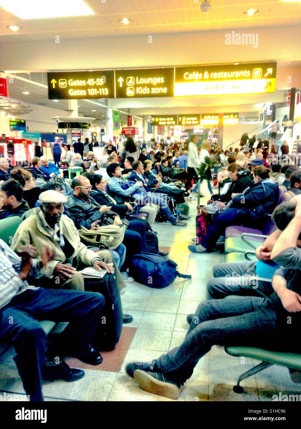 Departure lounge at Gatwick airport. - Smartphone Captured Stock Image