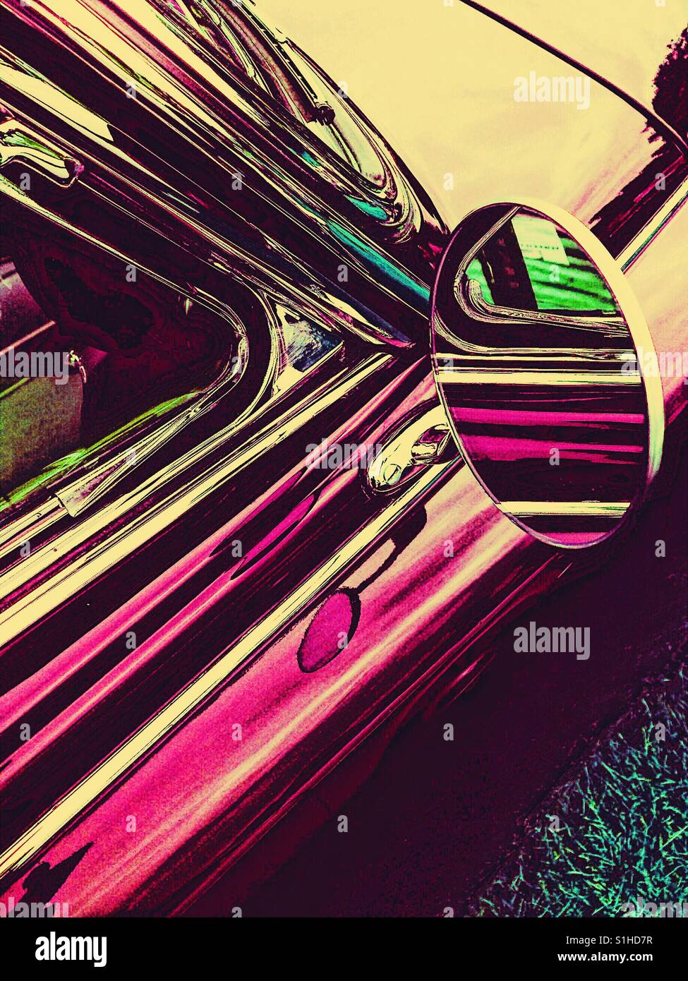 Chrome and wing mirror - Smartphone Captured Stock Image