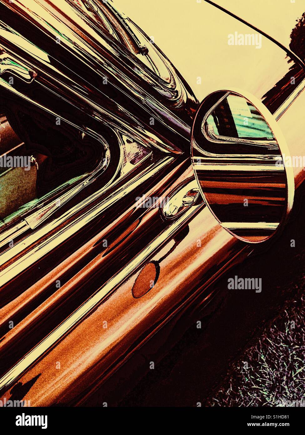 Wing mirror and chrome - Smartphone Captured Stock Image