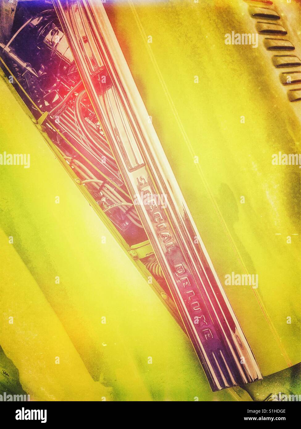 Chevrolet special deluxe 1941 engine - Smartphone Captured Stock Image