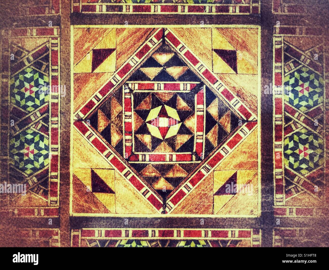 Backgammon board, marquetry detail - Smartphone Captured Stock Image