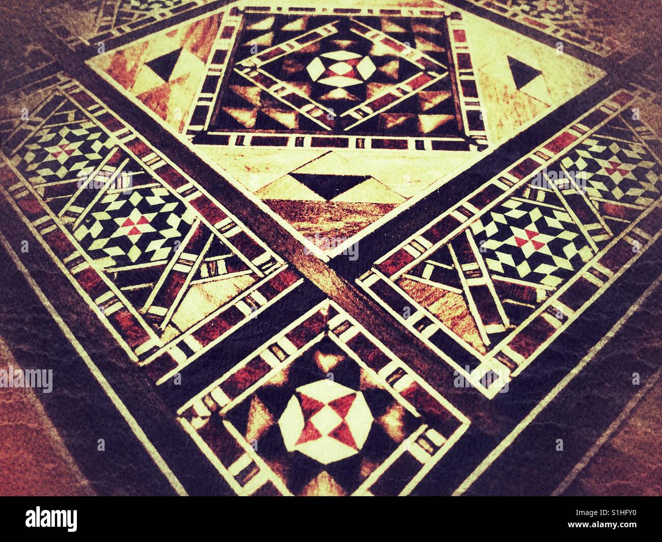 Backgammon board, marquetry detail - Smartphone Captured Stock Image