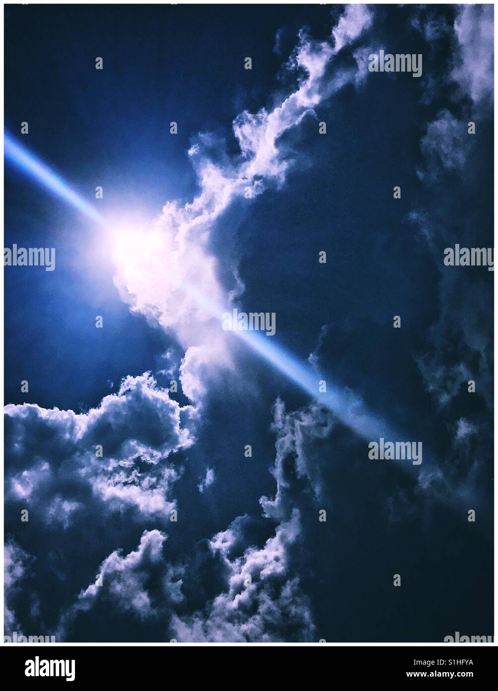 Dramatic sun, sky and clouds - Smartphone Captured Stock Image