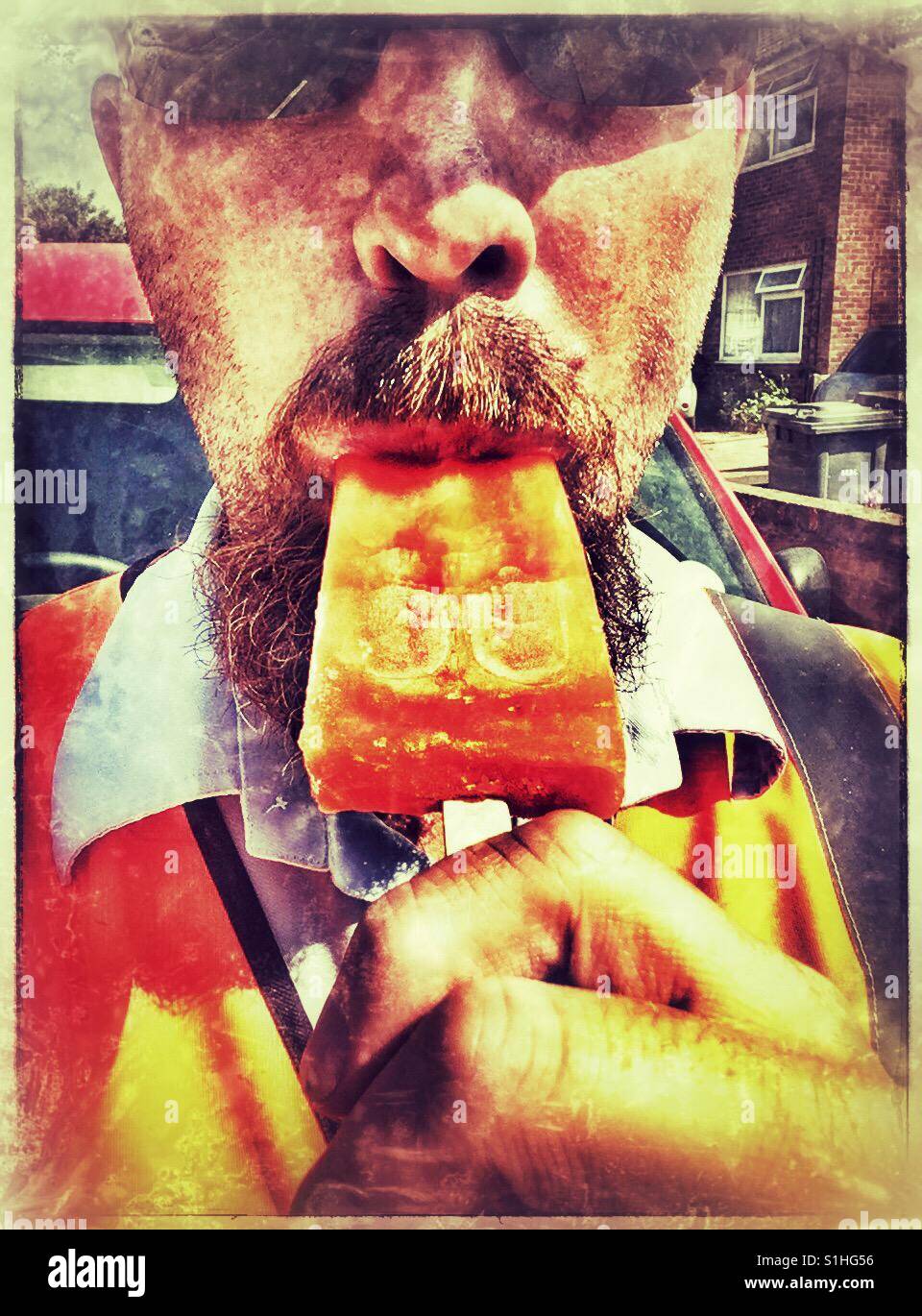 Postman with Ice Lolly Stock Photo