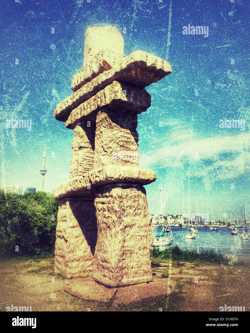 An Inukshuk in Toronto. - Smartphone Captured Stock Image