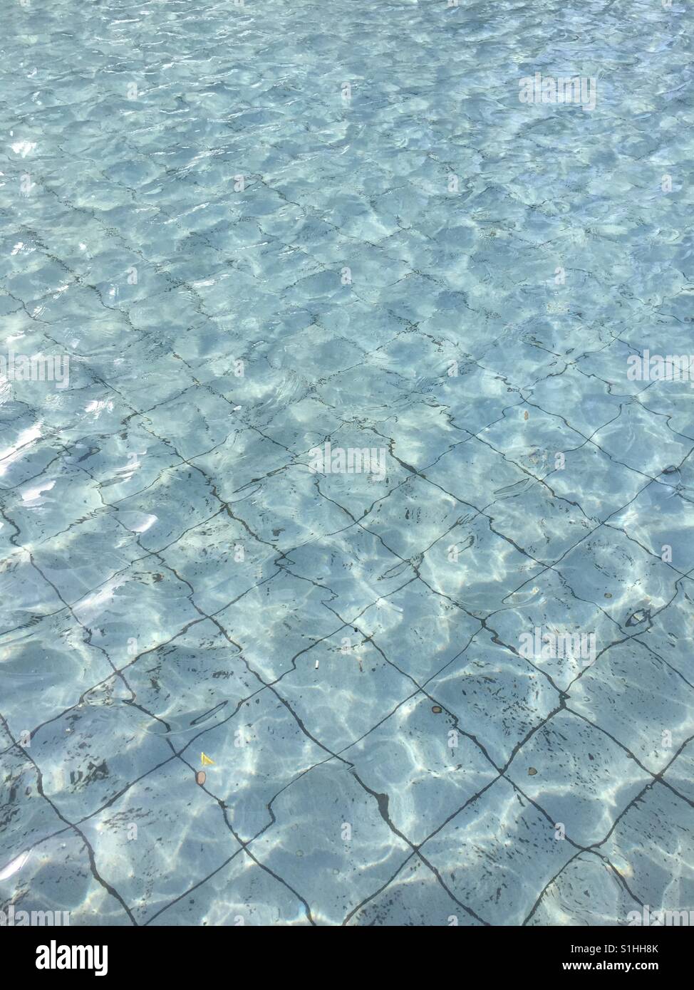 Tails at the bottom under transparent water in city public fountain - Smartphone Captured Stock Image