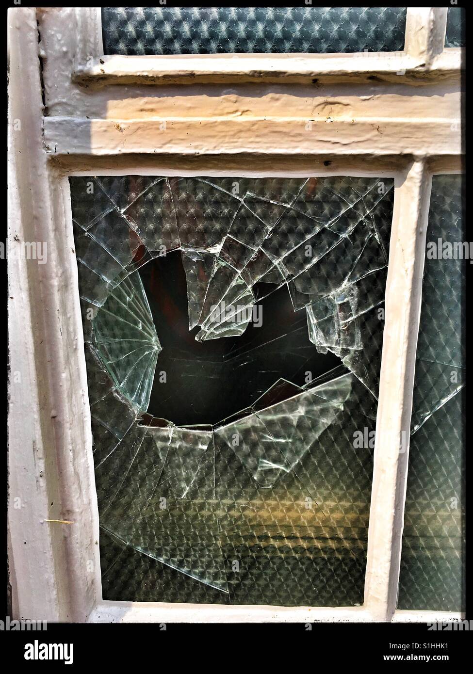 Broken window pane Stock Photo Alamy