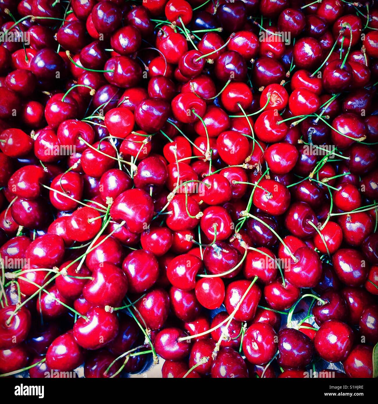 Cherries Voulagmeni market Athens Greece Stock Photo