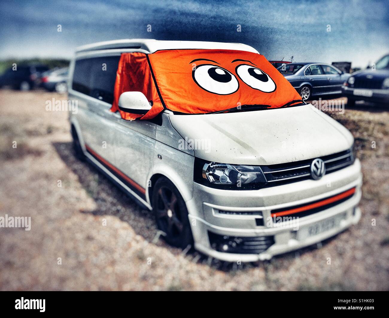 VW transporter with window screen heat protector Stock Photo Alamy VW transporter with window screen heat protector Stock Photo Alamy