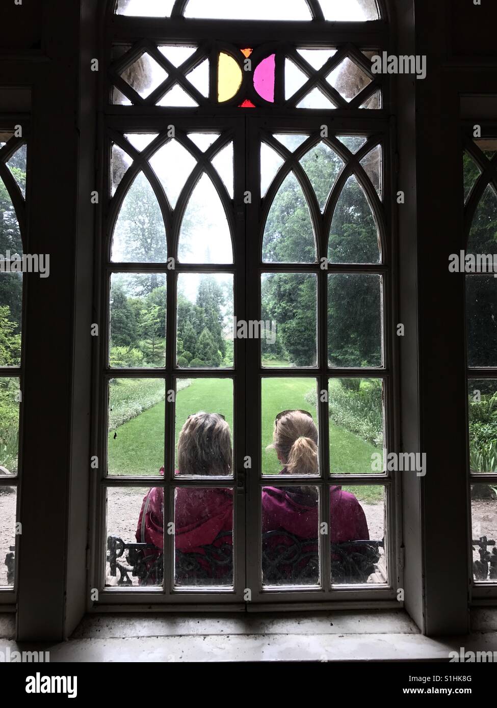 View from the garden shelter at Brodsworth Hall, Doncaster, Yorkshire. - Smartphone Captured Stock Image