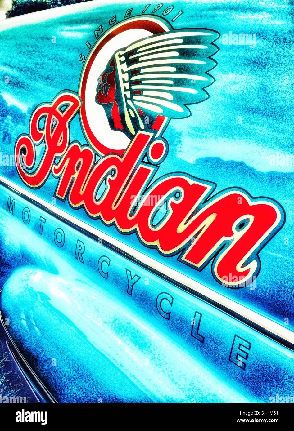 Indian motorcycles branded van - Smartphone Captured Stock Image