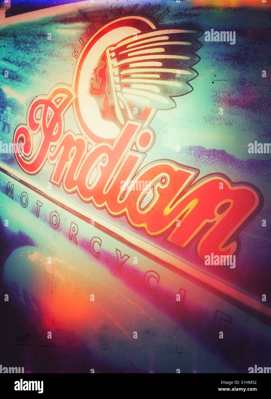 Indian Motorcycle branded van - Smartphone Captured Stock Image