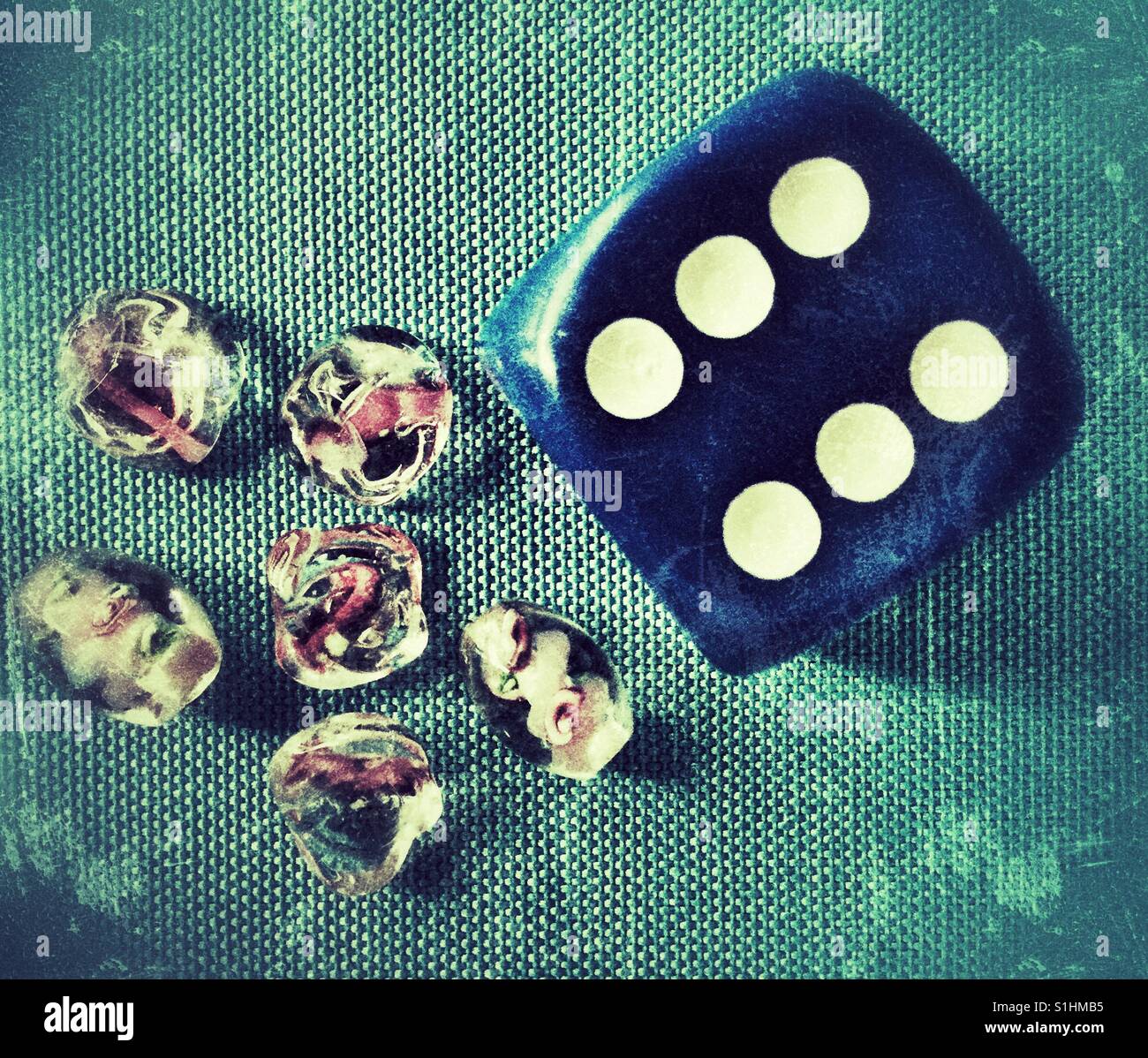 Six glass beads. - Smartphone Captured Stock Image