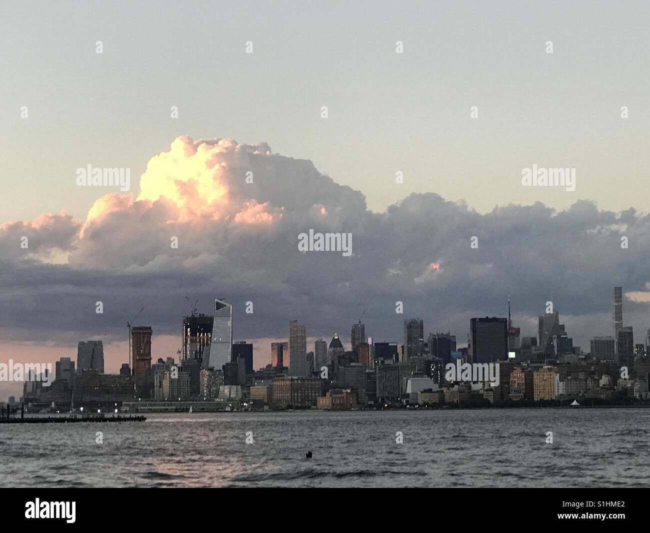 Summer solstice sunset over New York City Stock Photo