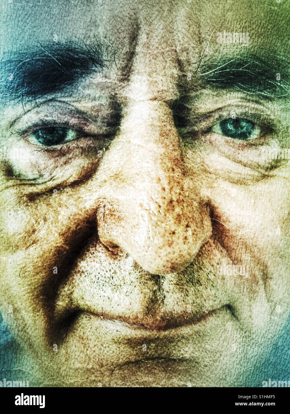 Senior man, portrait close up - Smartphone Captured Stock Image