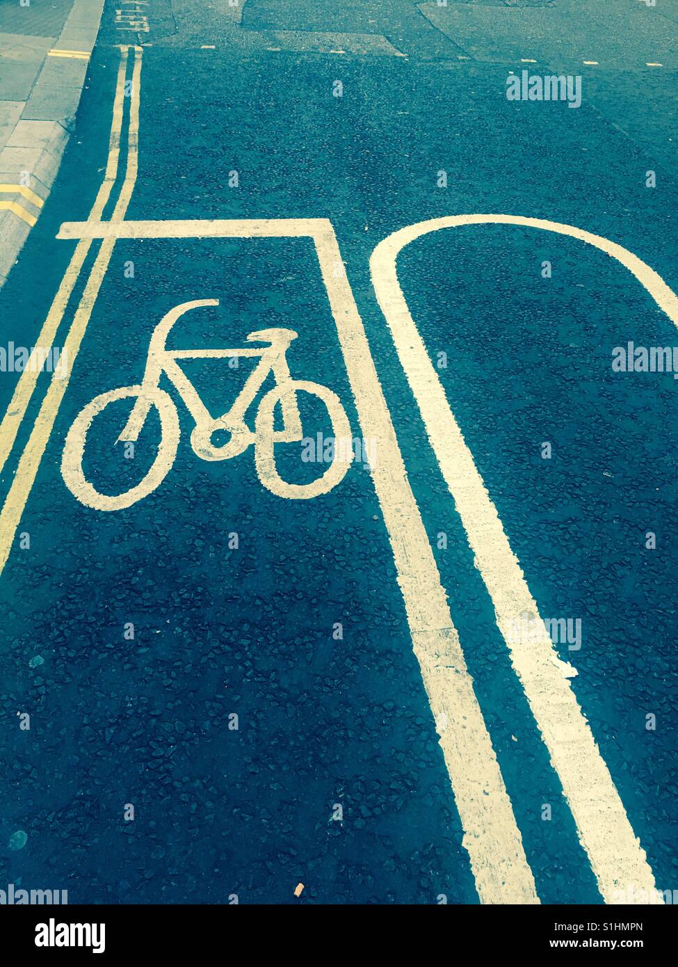 Cycling in London road sign - Smartphone Captured Stock Image