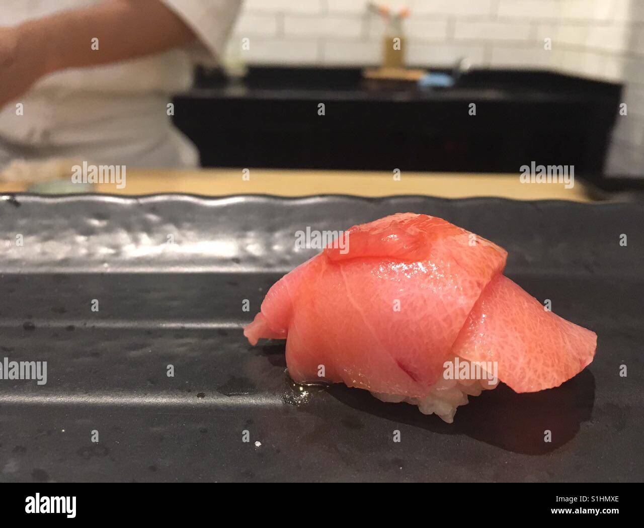 Tuna belly nigiri Stock Photo Alamy