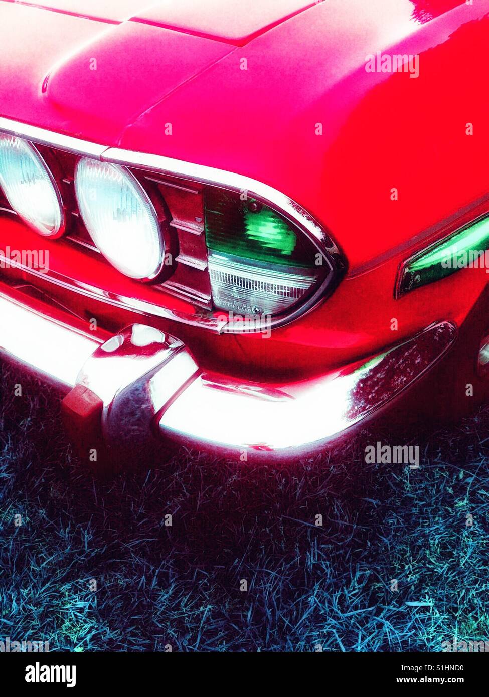 Red classic car headlights close hi-res stock photography and images ...