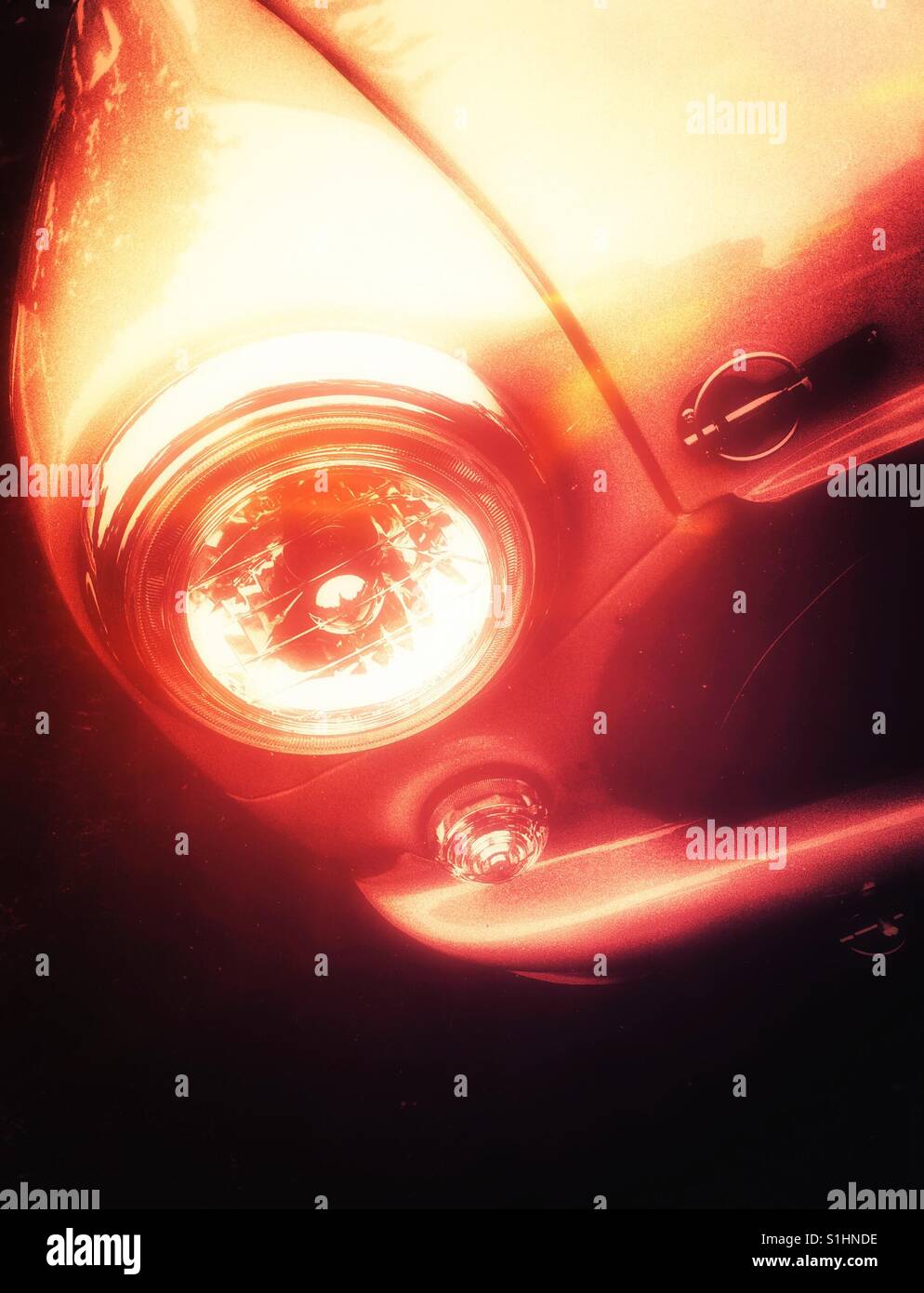 Classic car with round headlight Stock Photo Alamy