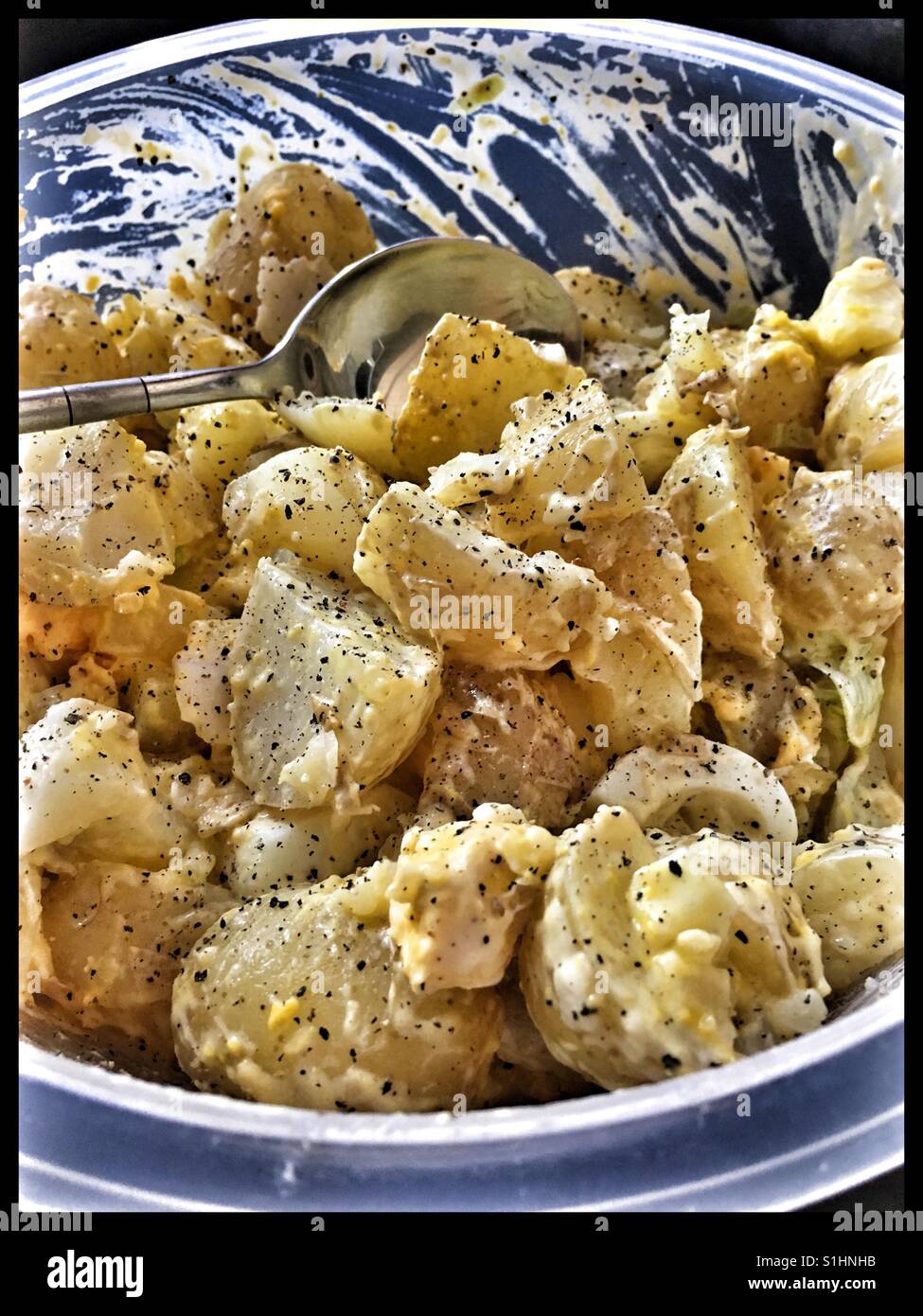 Warm Potato, egg and onion salad Stock Photo Alamy