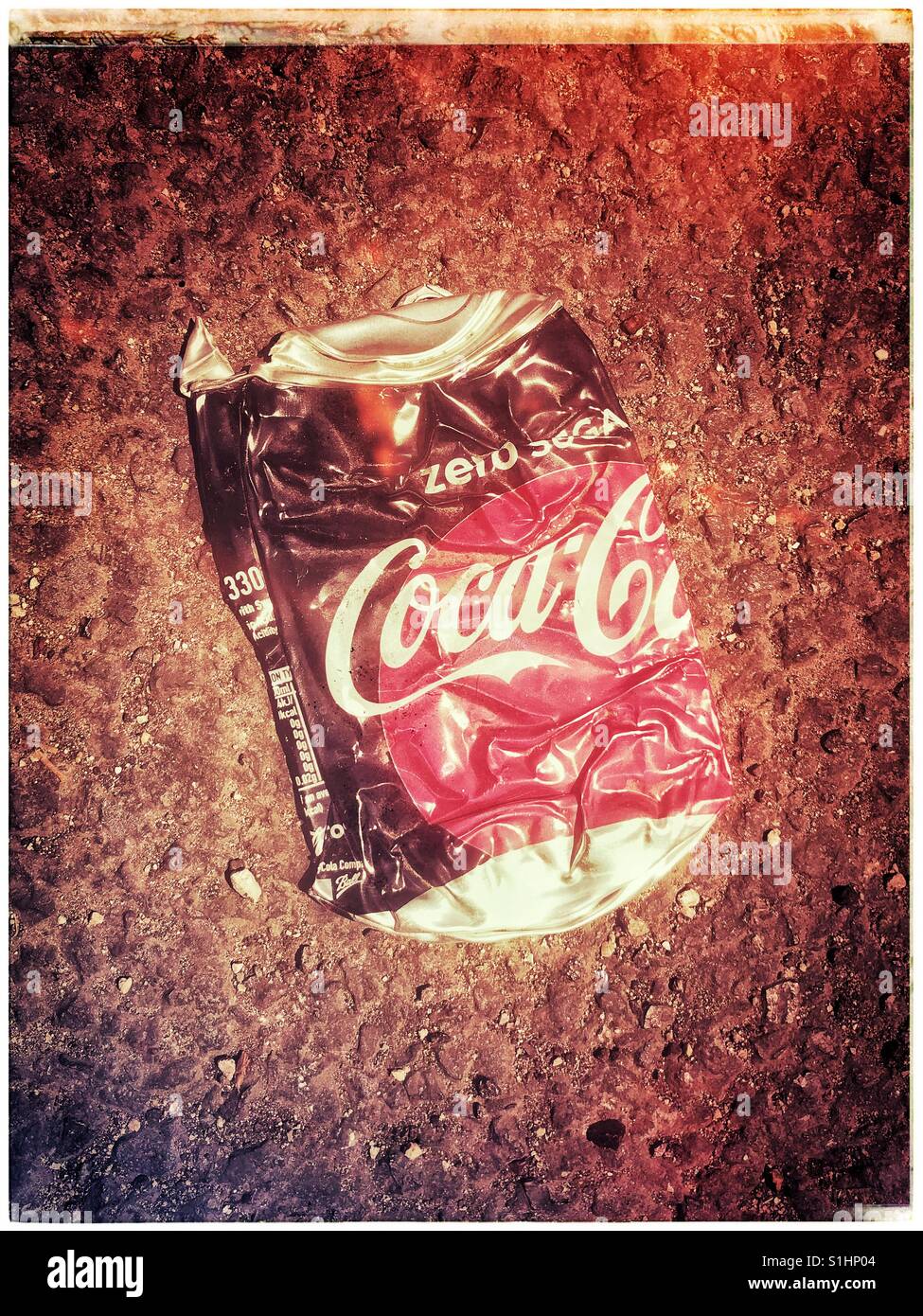 A Retro Film Effect Picture Of A Discarded Crushed 330ml Can Of Zero Sugar Coca Cola A Comment On Litter Destruction Diabetes Sugar Refreshment And Lifestyle Photo Credit C Colin Hoskins