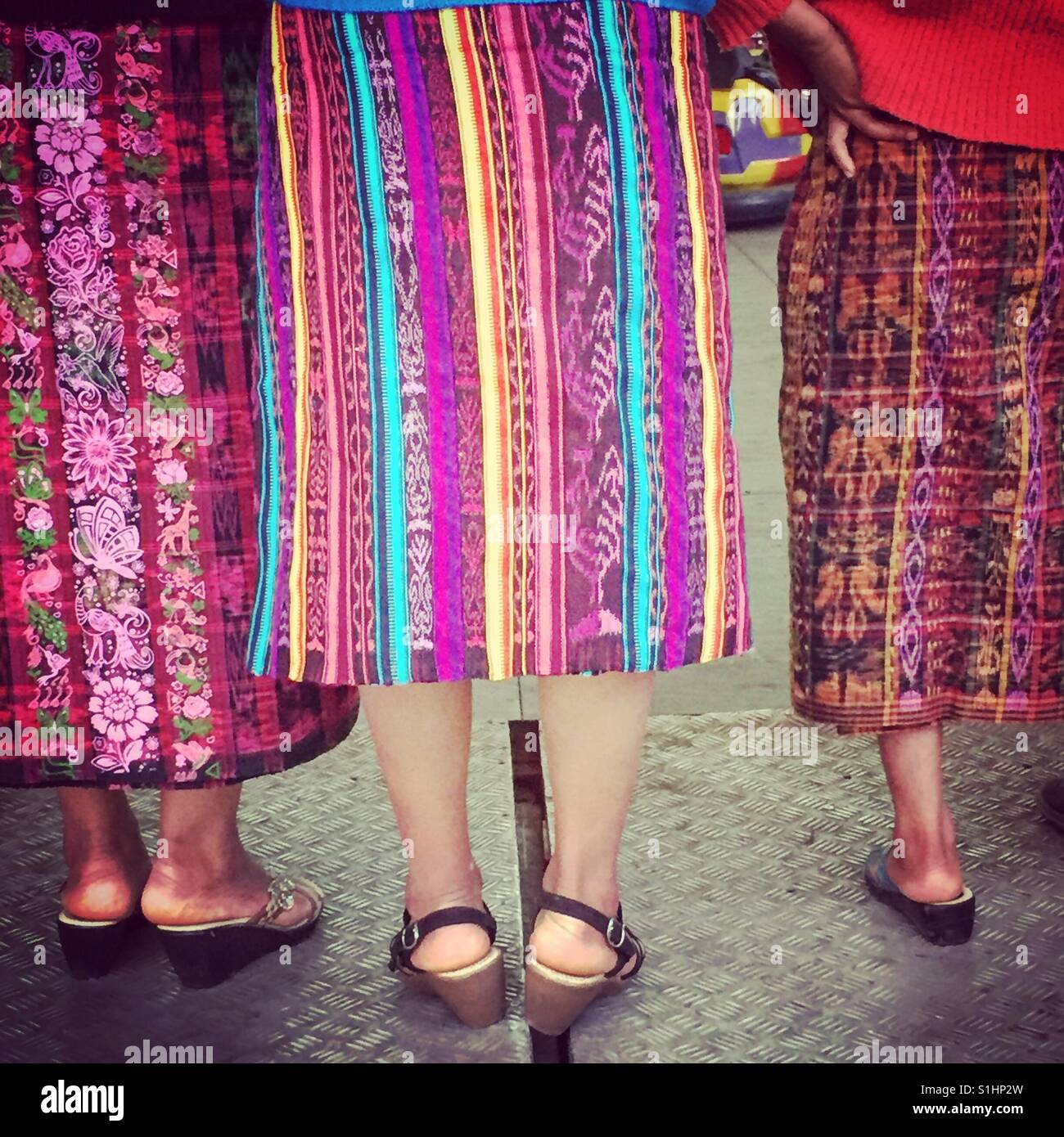 Colors of Mayan skirts, Guatemala - Smartphone Captured Stock Image