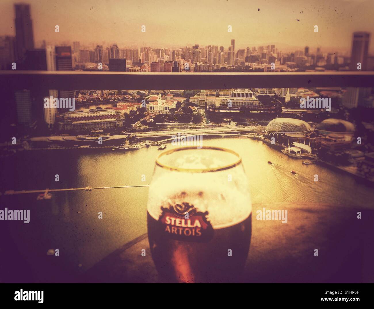 Overlooking Marina Bay in Singapore from The Marina Bay Sands - Smartphone Captured Stock Image